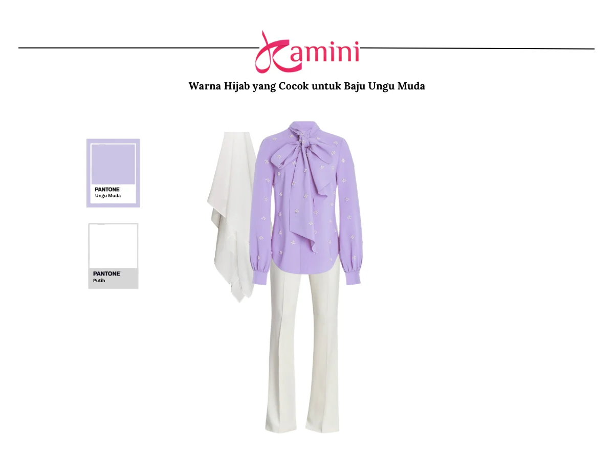 Baju Ungu Muda dan Hijab Putih
