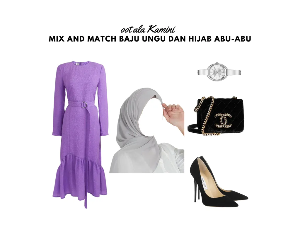 Mix and Match Baju Biru dan Hijab Abu-Abu_