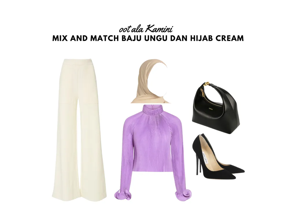 Mix and Match Baju Biru dan Hijab Cream_