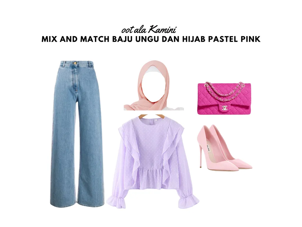Mix and Match Baju Biru dan Hijab Pink_