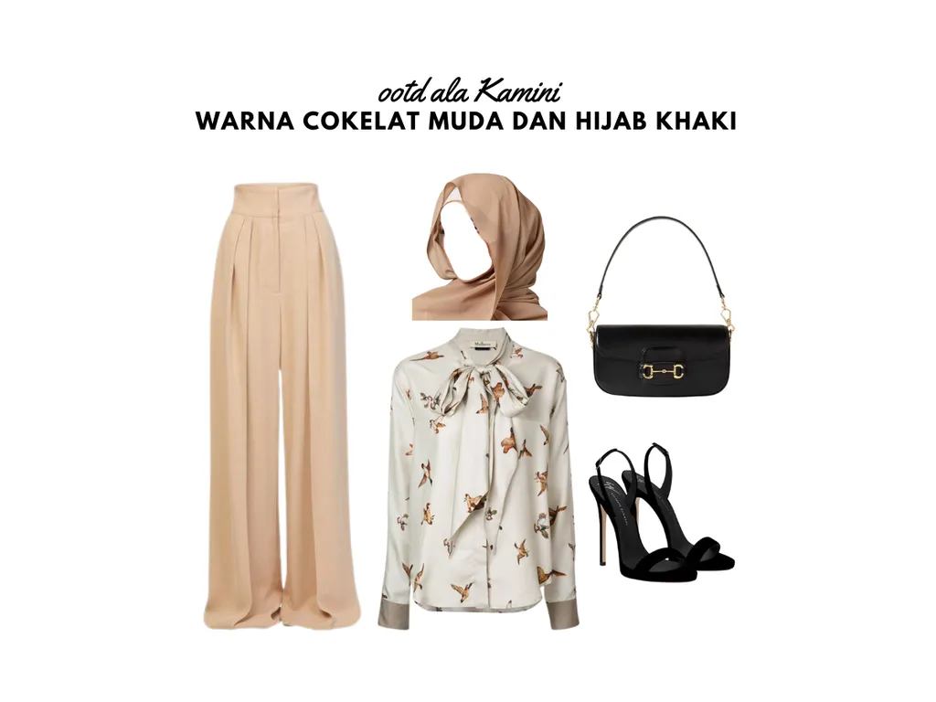 Warna Cokelat Muda dan Hijab Khaki_