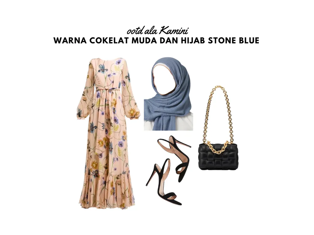 Warna Cokelat Muda dan Hijab Stone Blue_