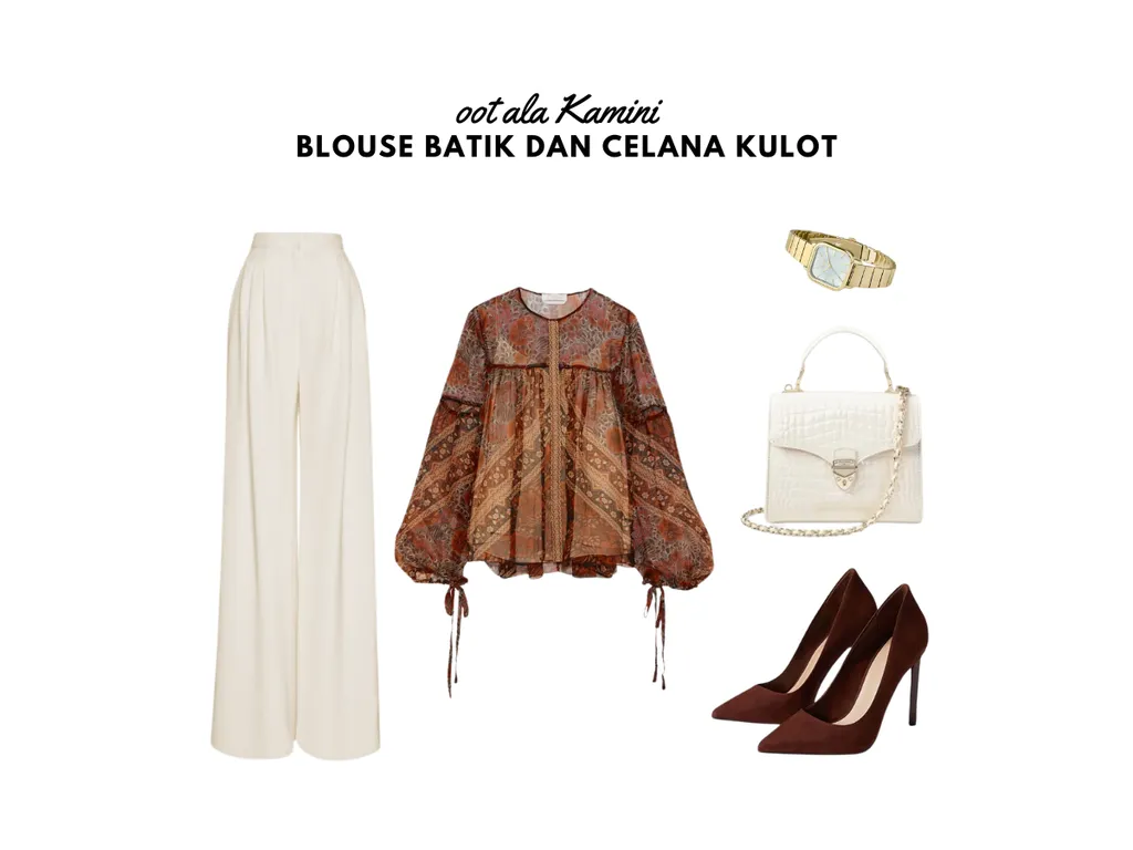 blouse batik dan celana kulot_