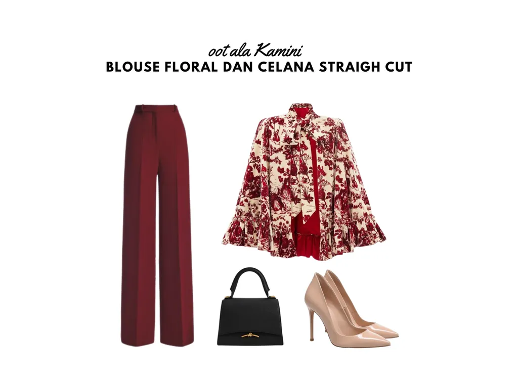 blouse floral dan celana straigh cut_