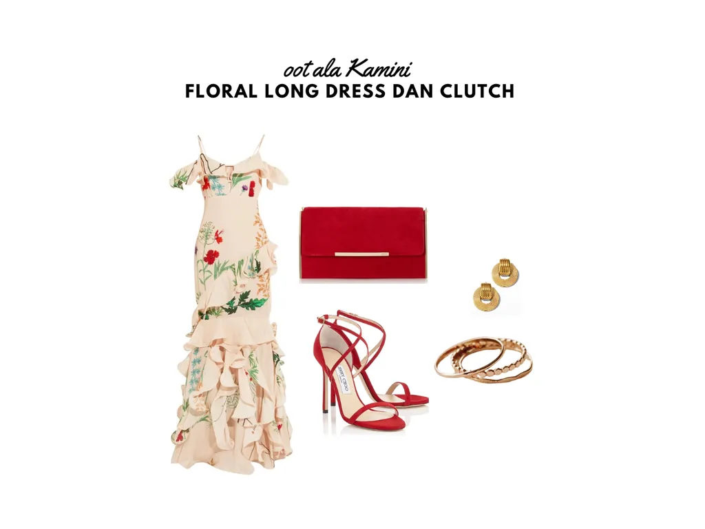 floral long dress dan clutch_