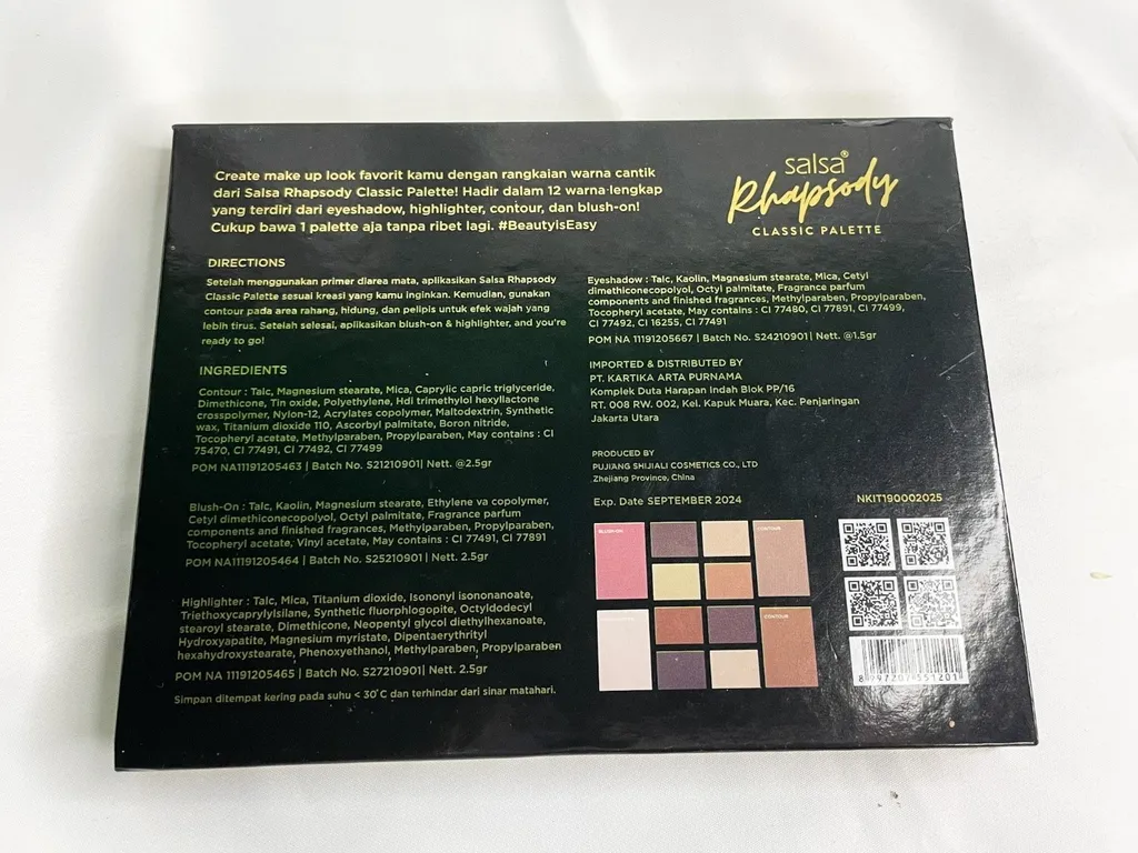 Review Salsa Cosmetic Rhapsody Classic Palette_Ingredient List_