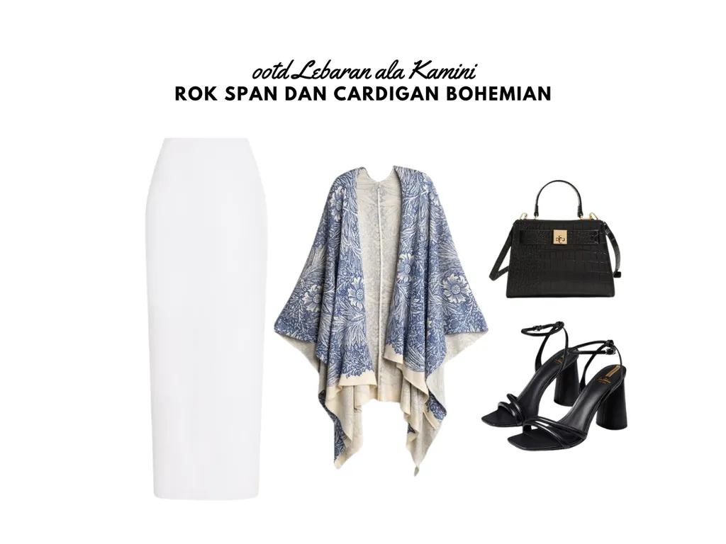 OOTD Lebaran - Rok Span dan Cardigan Bohemian_