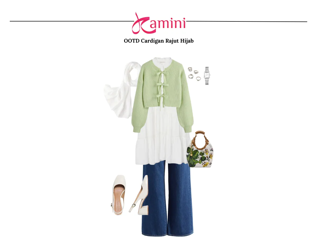 Cardigan dan Dress Over Jeans_