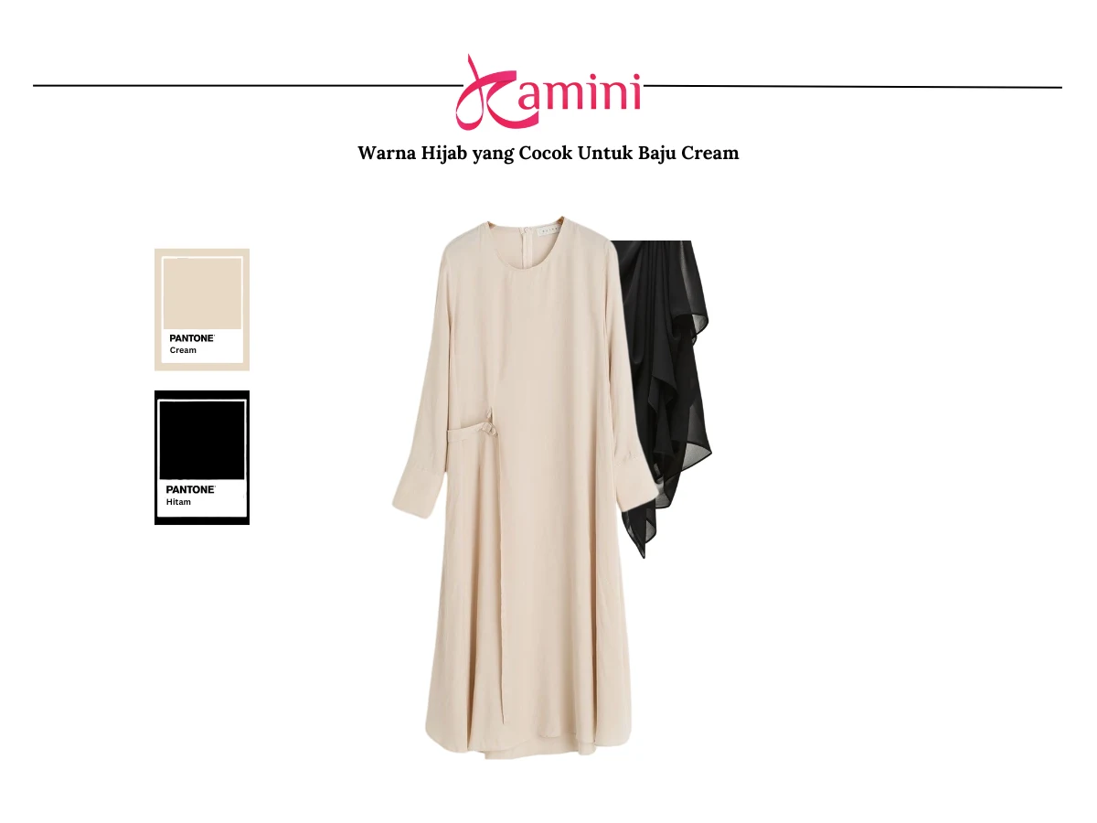 Baju Warna Cream dan Hijab Hitam
