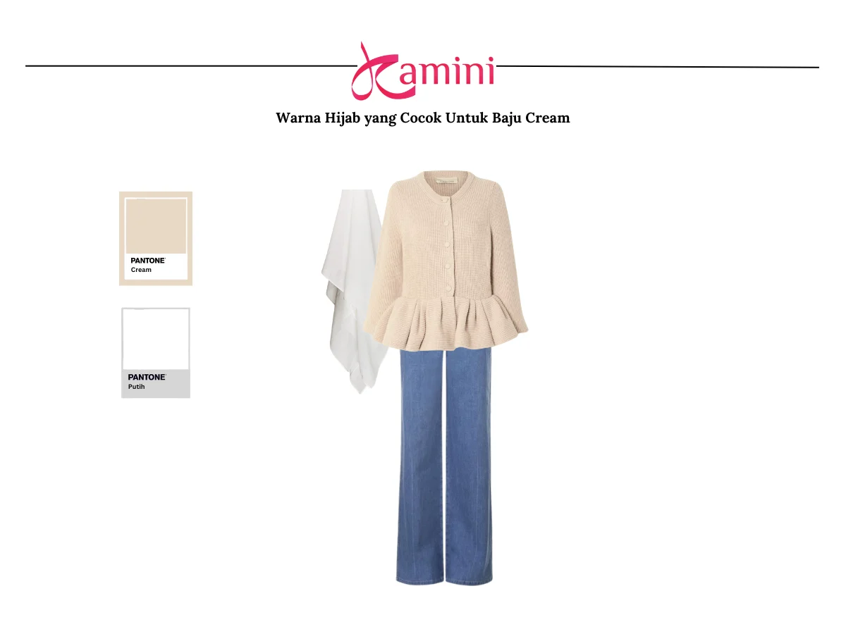 Baju Warna Cream dan Hijab Putih