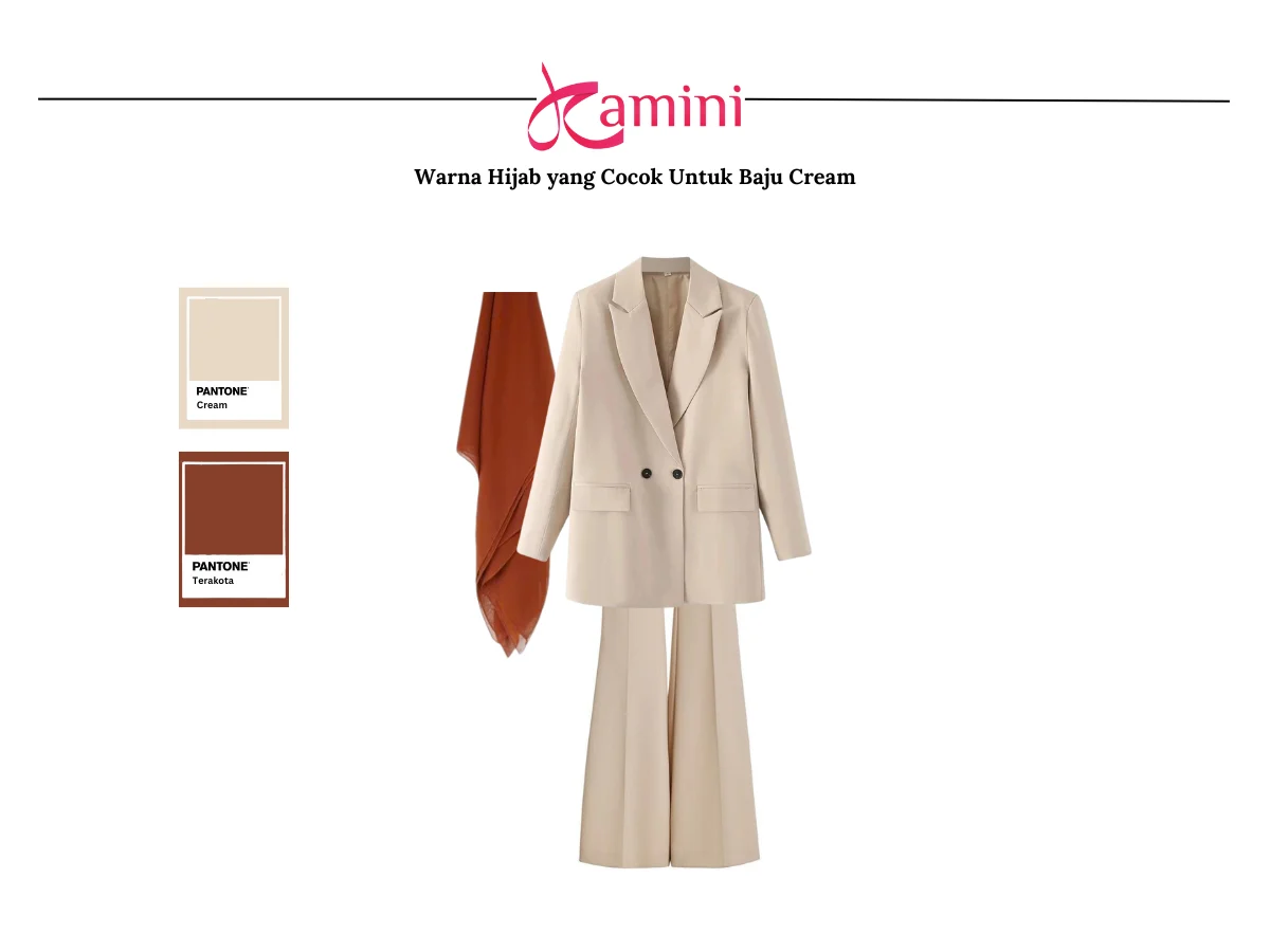 Baju Warna Cream dan Hijab Terakota