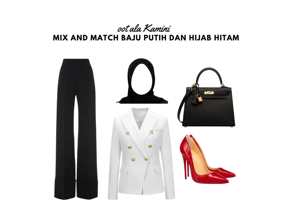 Mix and Match Baju Putih dan Hijab Hitam_