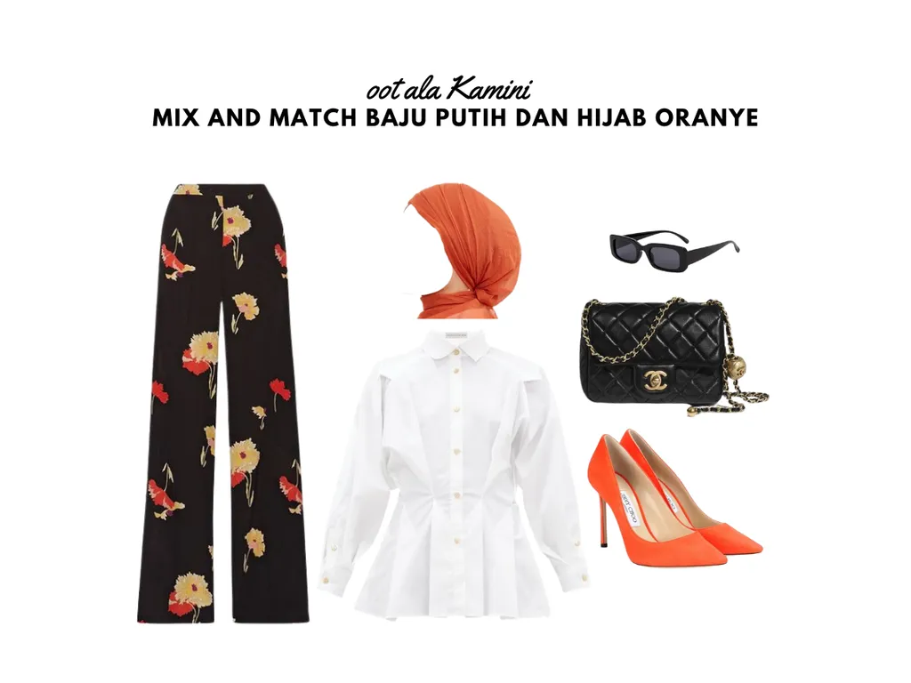 Mix and Match Baju Putih dan Hijab Oranye_