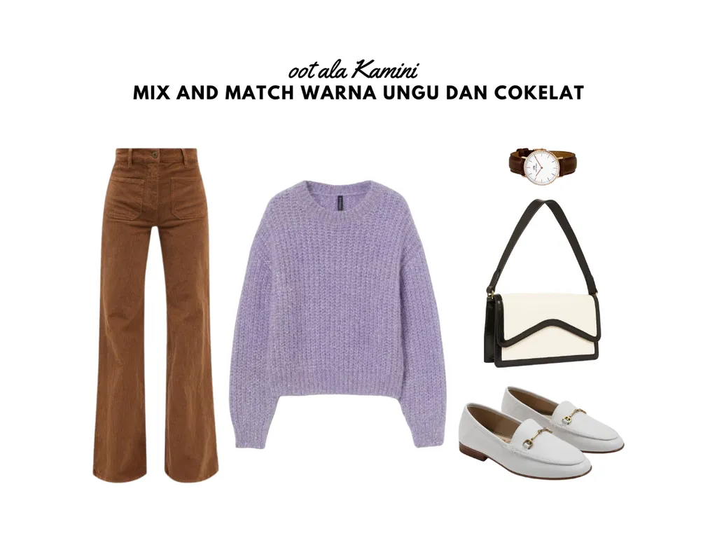 Mix and Match Warna Ungu dan Cokelat_