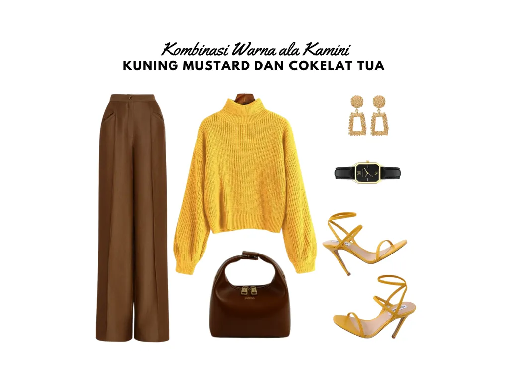 Warna Kuning Mustard dan Cokelat Tua_