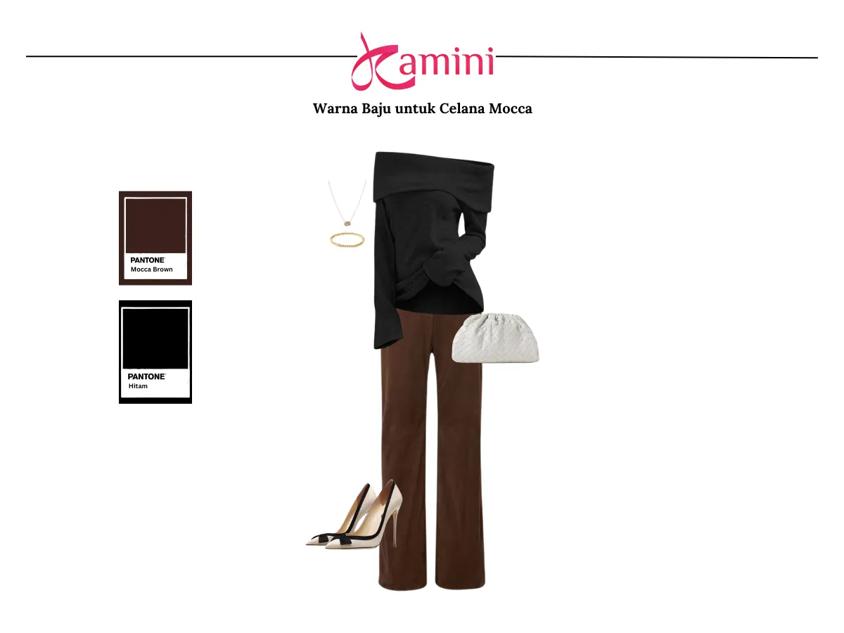 Celana Mocca dan Baju Warna Hitam_