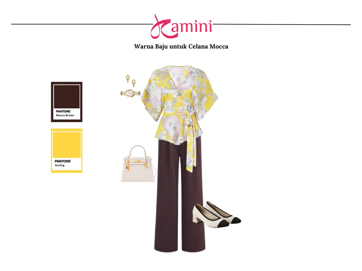 Celana Mocca dan Baju Warna Kuning_