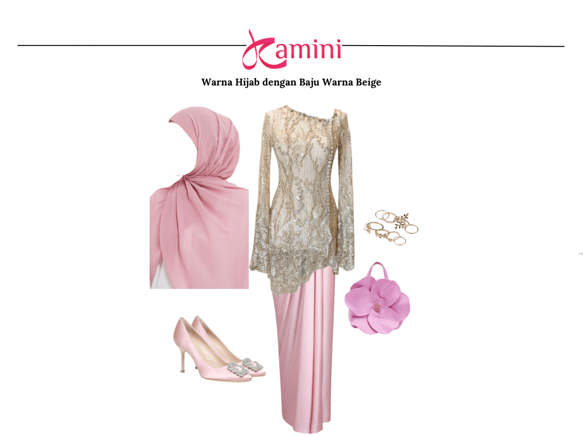 Hijab Dusty Pink dan Baju Beige