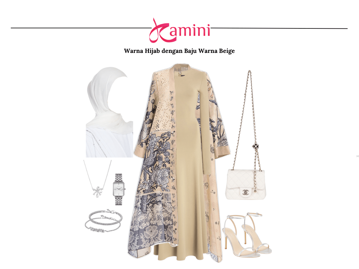 Hijab Putih dan Baju Beige