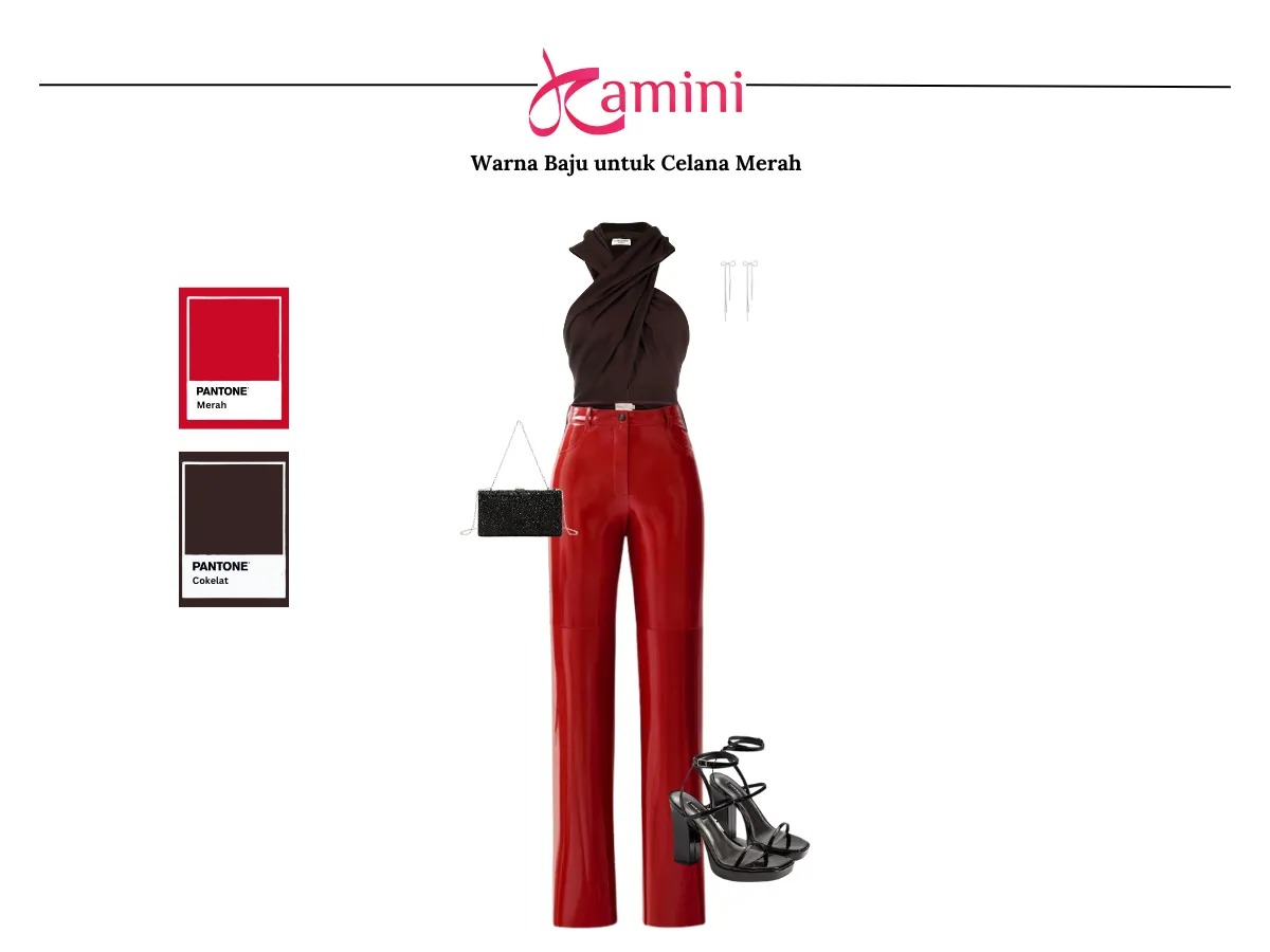 Celana Merah dan Baju Warna Cokelat_