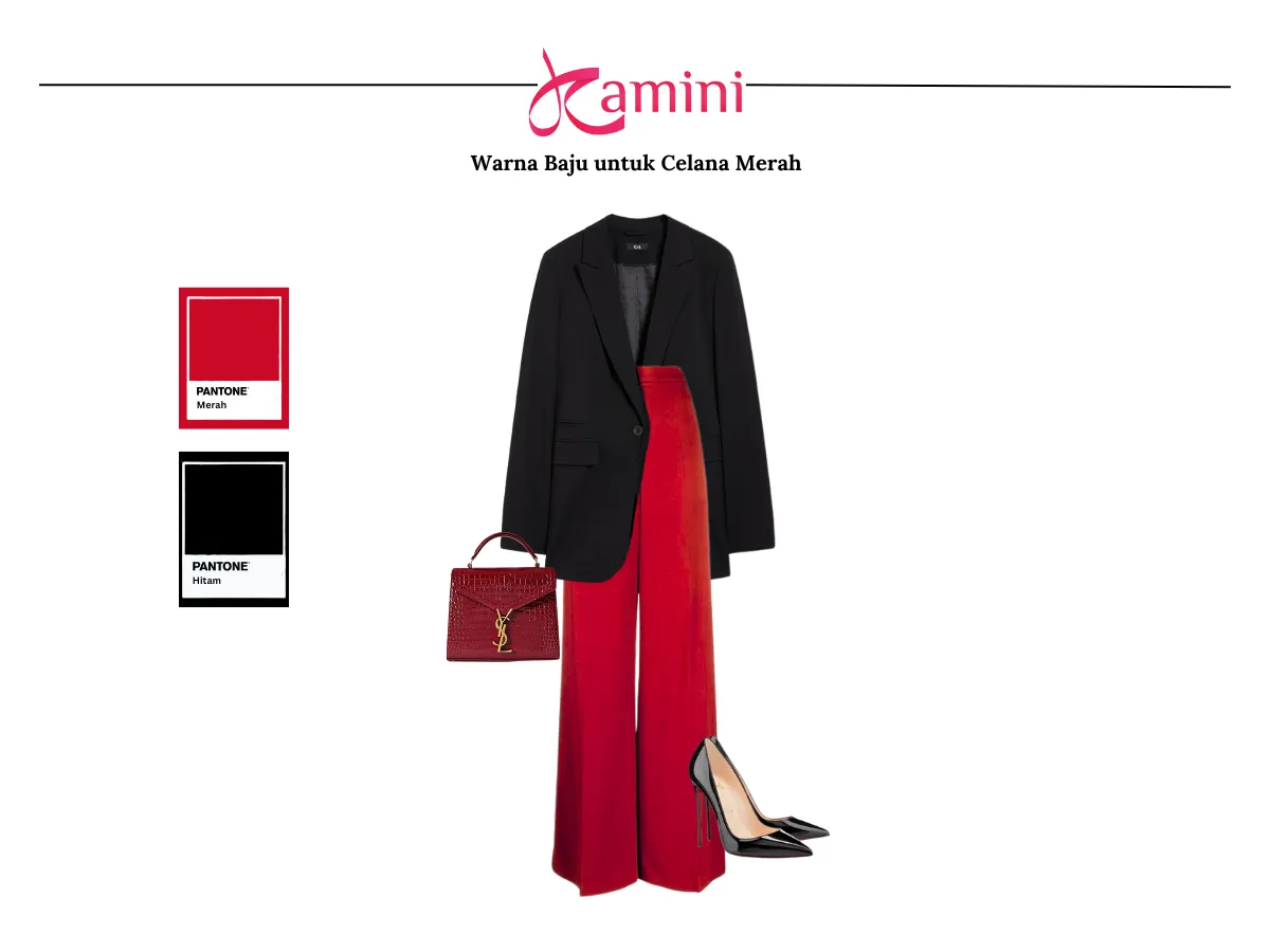 Celana Merah dan Baju Warna Hitam_