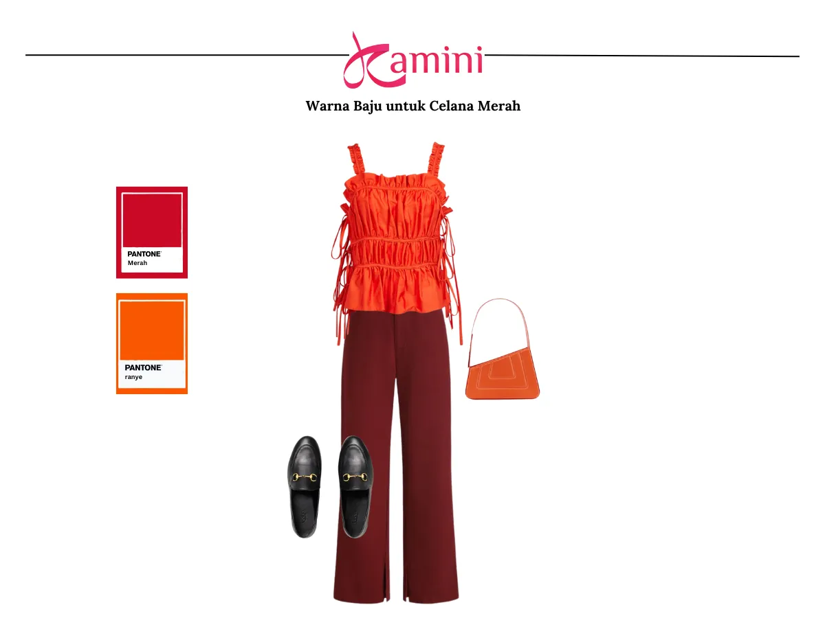 Celana Merah dan Baju Warna Oranye_