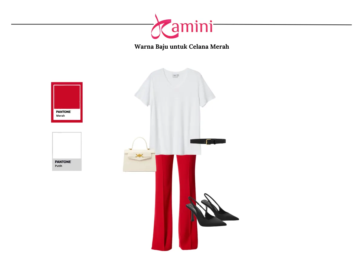Celana Merah dan Baju Warna Putih_