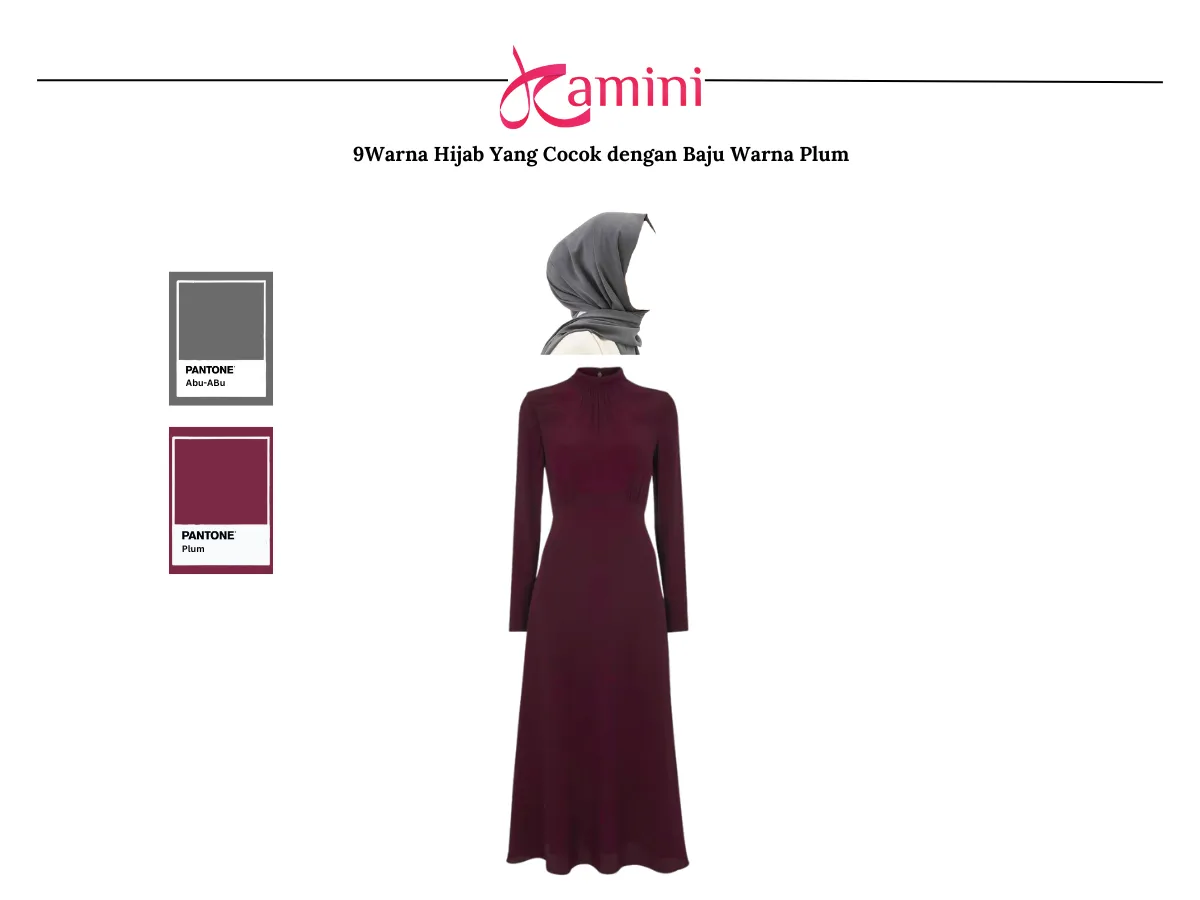Warna Hijab Yang Cocok Untuk Baju Warna Plum - Abu-Abu_