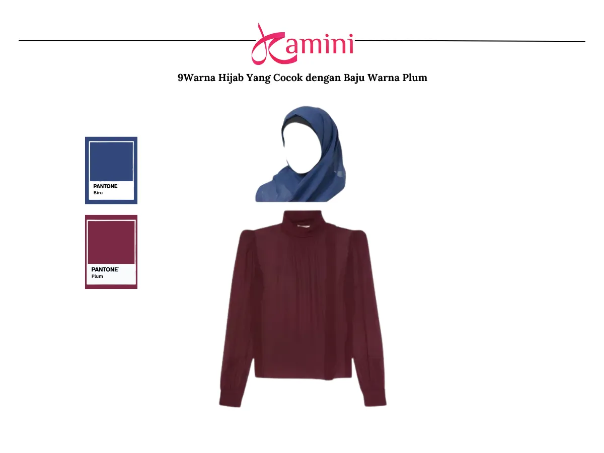 Warna Hijab Yang Cocok Untuk Baju Warna Plum - Biru_