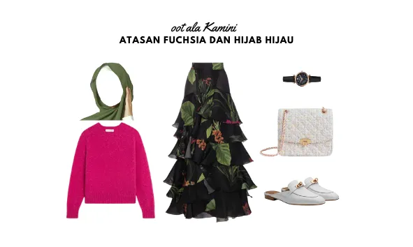 Atasan Fuchsia dan Hijab Hijau_