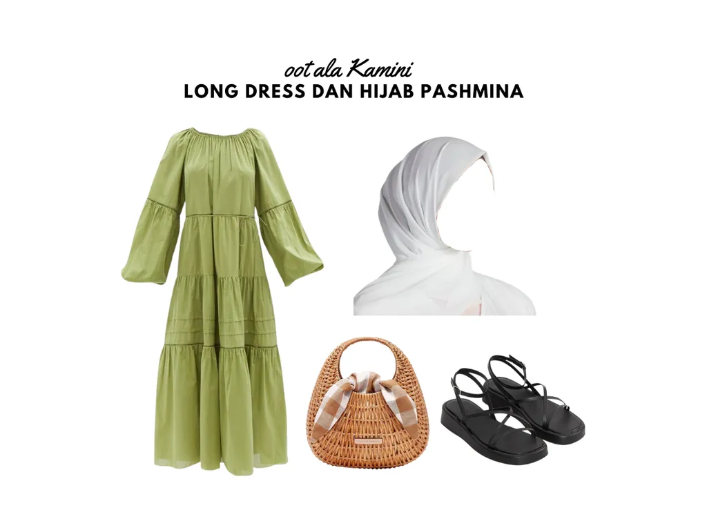 OOTD Pantai - Long Dress dan Hijab Pashmina_