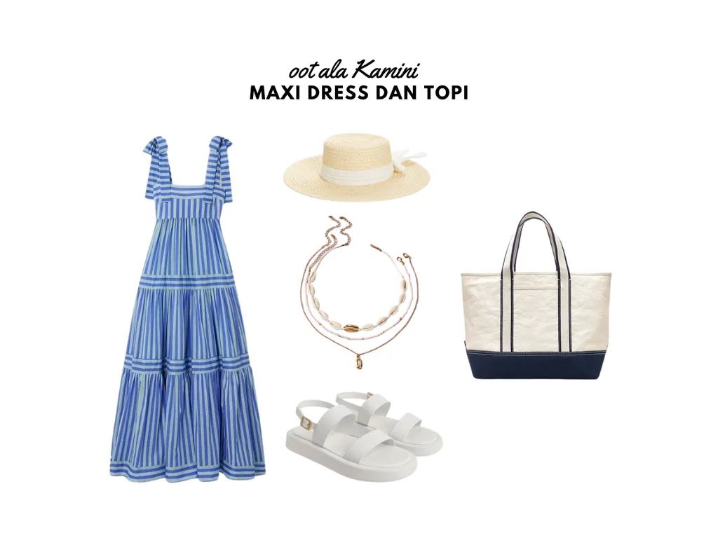 OOTD Pantai - Maxi Dress dan Topi_