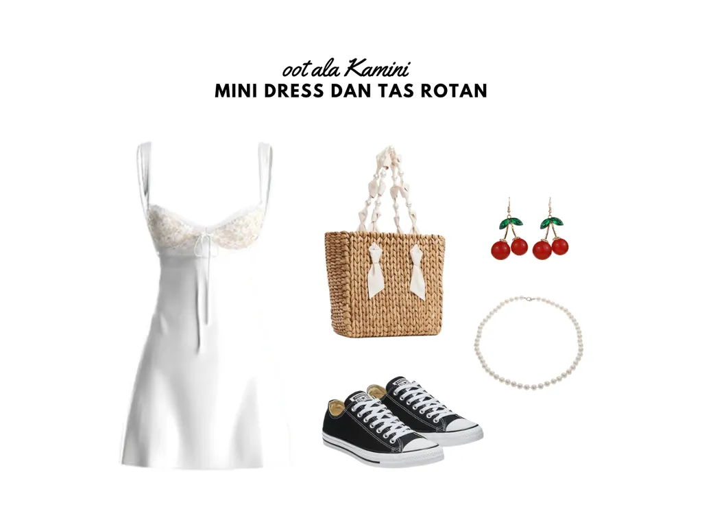 OOTD Pantai - Mini Dress dan Tas Rotan_