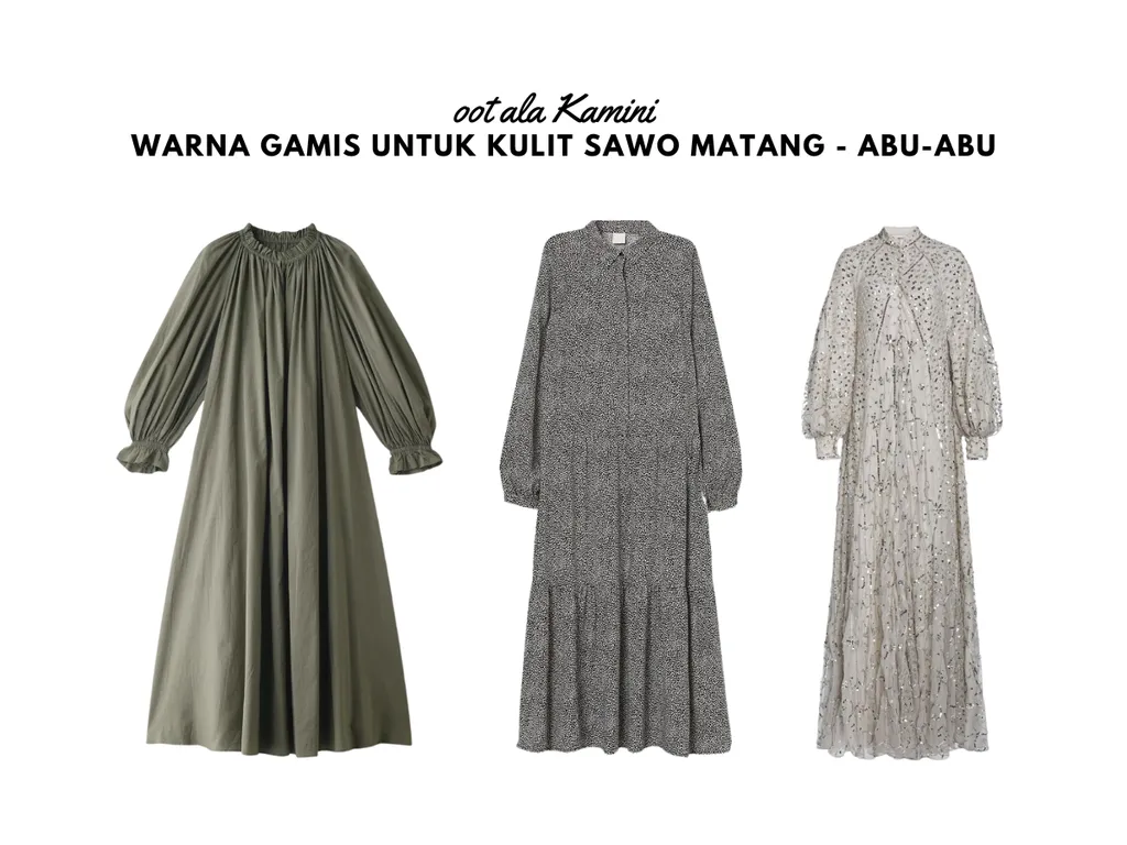 Warna Gamis untuk Kulit Sawo Matang - Abu-Abu_