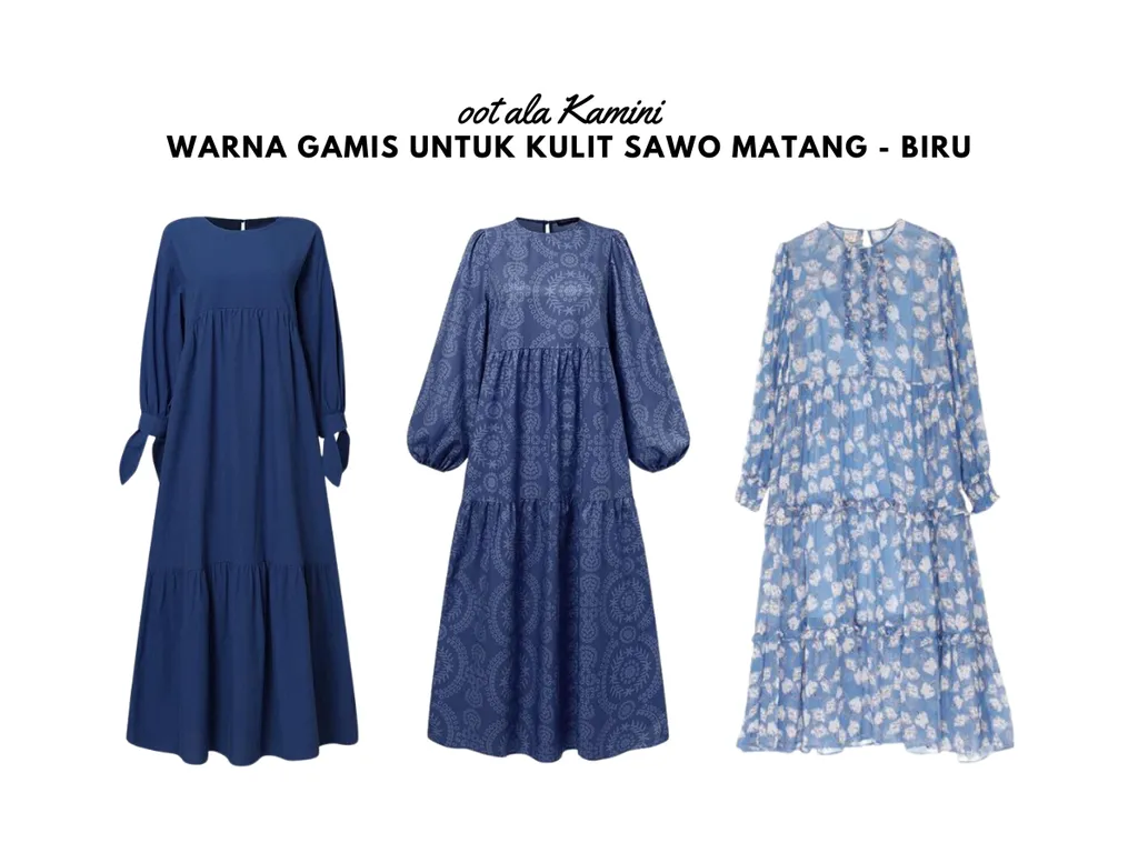 Warna Gamis untuk Kulit Sawo Matang - Biru_