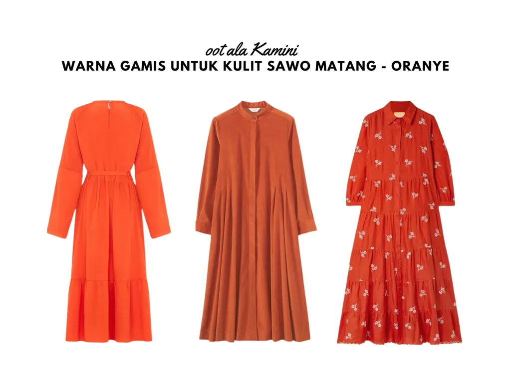 Warna Gamis untuk Kulit Sawo Matang - Oranye_