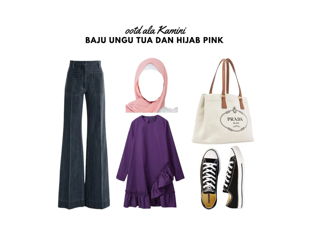 Baju Ungu dan Jilbab Pink_