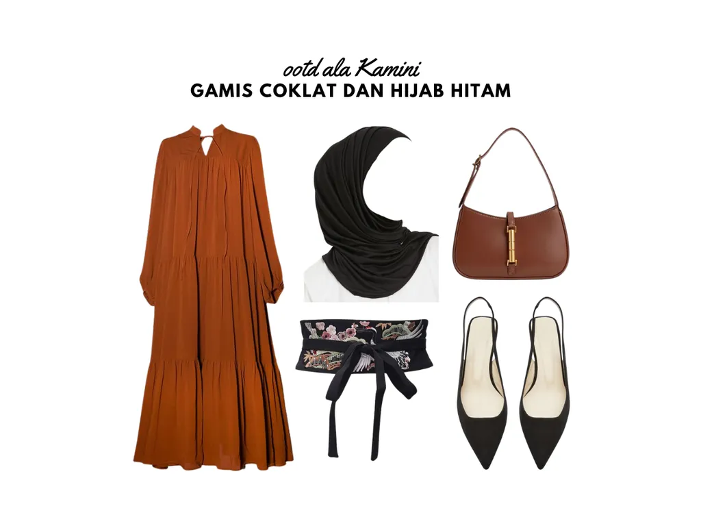 Gamis Coklat dan Hijab Hitam_