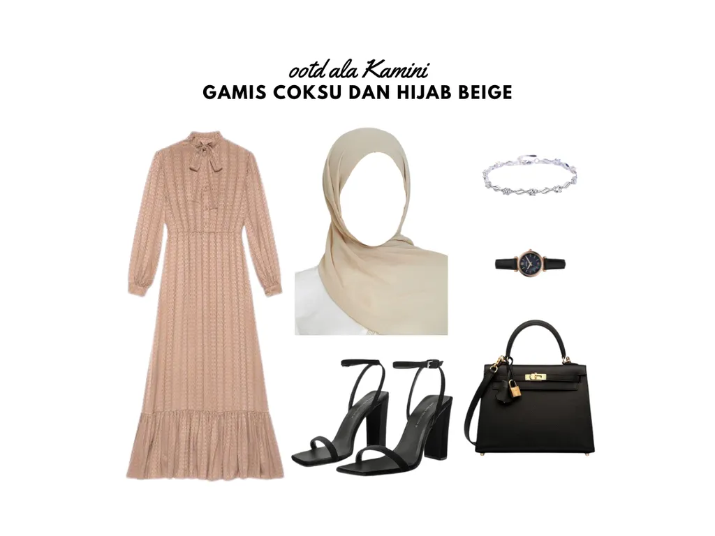 Gamis Coksu dan Hijab Beige_