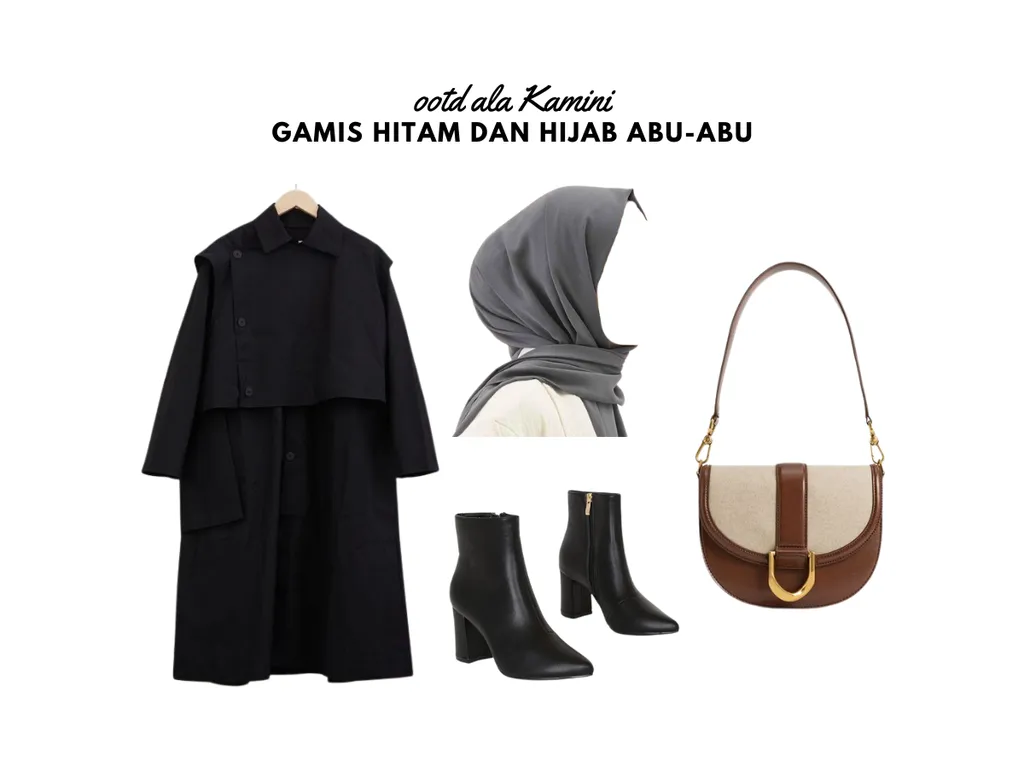 Gamis Hitam dan Hijab Abu-Abu_