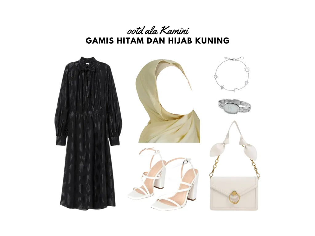 Gamis Hitam dan Hijab Kuning_