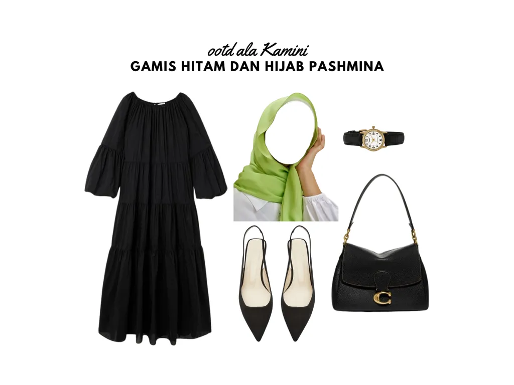 Gamis Hitam dan Hijab Pashmina_