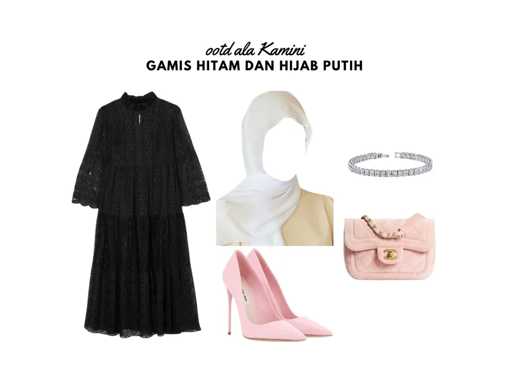 Gamis Hitam dan Hijab Putih_