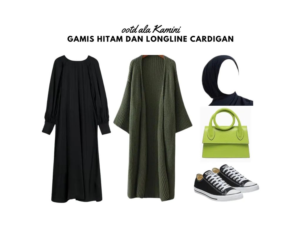 Gamis Hitam dan Longline Cardigan_