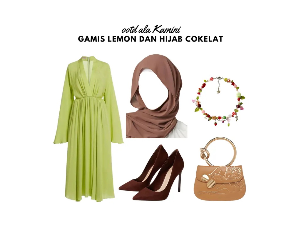 Gamis Lemon dan Hijab Cokelat_