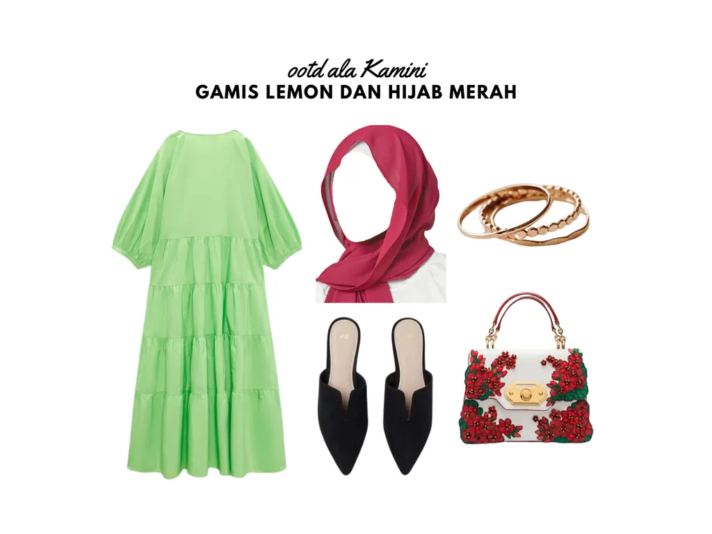 Gamis Lemon dan Hijab Merah_