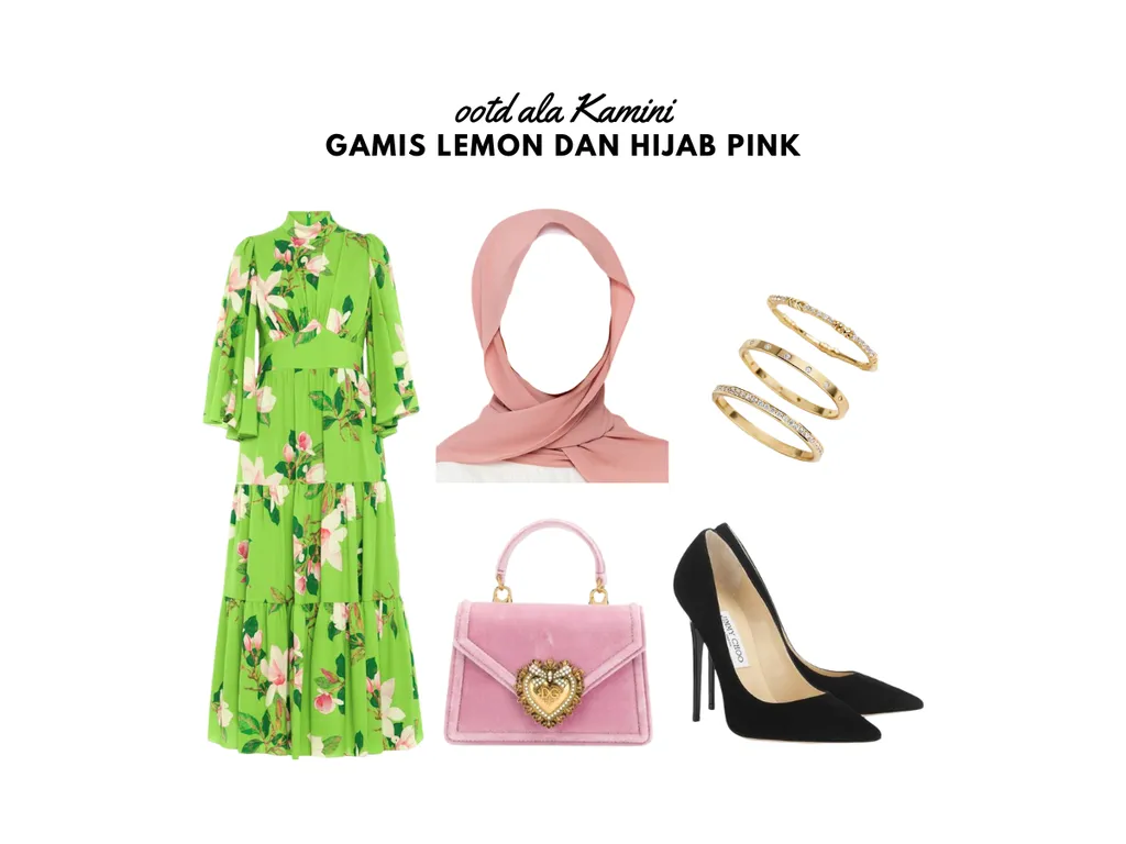 Gamis Lemon dan Hijab Pink_
