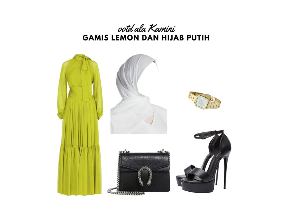 Gamis Lemon dan Hijab Putih_