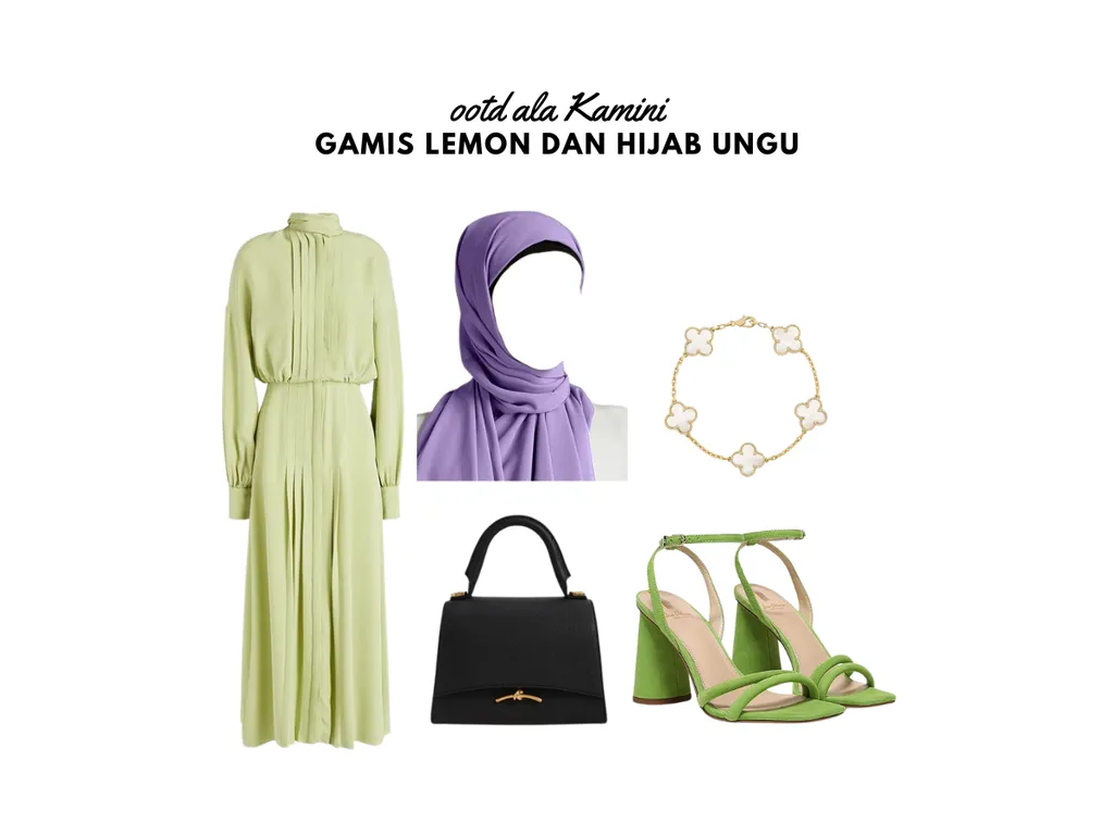 Gamis Lemon dan Hijab Ungu_