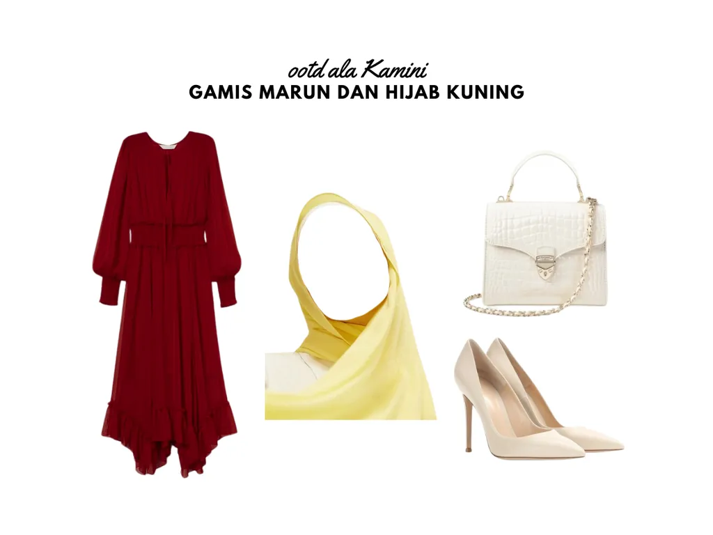 Gamis Marun dan Hijab Kuning_